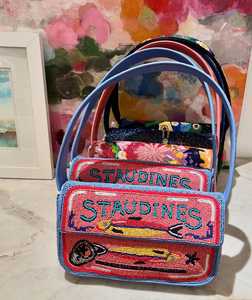 Sac à bandoulière en toile pour femme avec motif Trio Cocktail Gâteau aux cerises et perles de verre, idéal pour les fêtes et les vacances, sac à rabat et sacoche bandoulière - Product Image 6