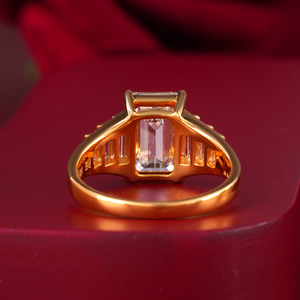 18K Rose Gold Emerald Cut Lab Grown Diamond Graduated <b>Ring</b> with 18K White Plating & Baguette Side Stones-Size <b>Resizable</b> - Product Image 3