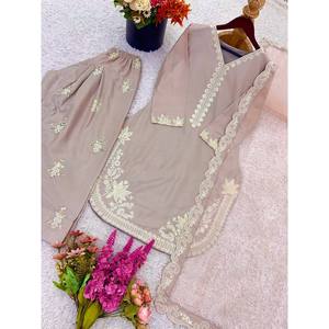 Designer Women's <b>Embroidered</b> Top-Bottom and Dupatta Set with Sequence Work - Product Image 5