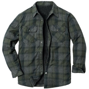 Chemises en flanelle à carreaux pour hommes, hiver, coton, épaisse, doublure en polaire, manches longues, chemise à carreaux rouges pour homme - Product Image 3