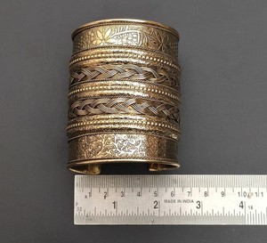 Artistic Engraved Brass Cuff Stack <b>Wedding</b> Party Festive Adjustable Vintage Chunky Bangle Boho Statement Jewelry Bracelet - Product Image 5
