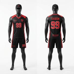 Uniforme de Netball Premium de Poliéster 160 GSM, Unisex, Negro y Rojo, Transpirable, de Secado Rápido, Sin Mangas, con Impresión Digital y Logotipo Personalizado del Equipo - Product Image 1