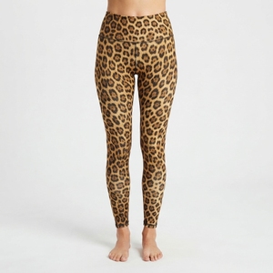 Leggings taille haute à imprimé léopard, longueur intégrale, extensibles, tricotés, sportifs, toutes saisons, pantalons de sport pour femmes - Product Image 1