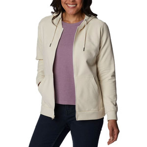 Sweat-shirt à capuche zippé pour femme, en molleton de coton uni, avec logo personnalisé, vente en gros, décontracté, couleur unie, crème, coupe oversize - Product Image 1