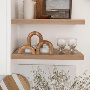 Modern Wooden Arch Decor Set 3 Pcs Geometric Handicraft Shelf Coffee Table Bookshelf Accent Pieces Tabletop - Product Image 3