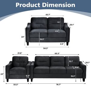 Divano comodo soggiorno Set divani sezionali 1 + 2 + 3 - Product Image 6