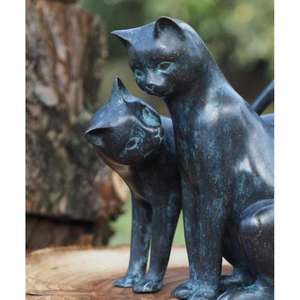 Ensemble de 2 sculptures de chats anciens artisanaux en fonte, décoratives, cadeaux pour les amoureux des chats, articles de jardin - Product Image 1