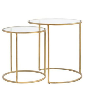 Modern Round <b>Nesting</b> Coffee <b>Tables</b> with Metal Top and Steel Frame Storage Eco-Friendly High-end Style Living Room Furniture - Product Image 1