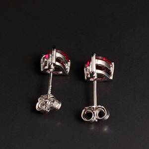 Boucles d'oreilles Cœur en Rubis en Argent Sterling, Pierre de Naissance de Juillet, Cadeau pour Anniversaire, Noël, Mariage, Saint-Valentin - Product Image 2