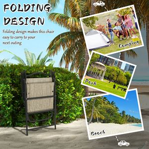 Set di 4 Sedie Pieghevoli da Esterno in Rete Beige con Braccioli, Comode per l'Uso in Giardino - Product Image 4