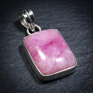 Pendentif indien fait main en argent sterling 925 avec pierre de lune rose, bijoux en pierres précieuses naturelles, collier élégant pour femmes - Product Image 3