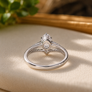 Anillo de Compromiso de Moissanita de Seis Puntas, Corte Ovalado Clásico, Anillo de Aniversario de Diamantes, Plata de Ley 925, Conjunto de Anillos de Boda - Product Image 6