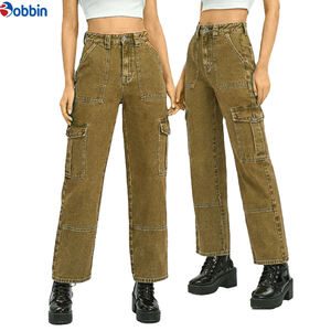 Pantalones Vaqueros de Mezclilla para Mujer, Personalizados OEM, Marca BOBBIN INDUSTRIES, Cintura Media, Estilo Cargo, Transpirables, Ecológicos, Lavado Snow Wash - Product Image 5