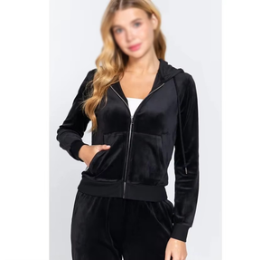 Ensemble de survêtement unisexe deux pièces en velours à manches longues avec fermeture éclair, épais, couleur unie, respirant, en polyester/nylon, design unique, pour l'automne - Product Image 6