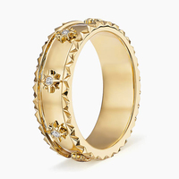 Anillo de Boda de Oro Amarillo Sólido de 14k con Diamante Cultivado en Laboratorio con Diseño Starburst, para Unisex, de Fabricante de Joyería Fina