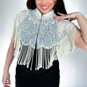 Handmade Luxury 3D Fringe Tassel Decor Crystal Glass <b>Beaded</b> Dance Skirt with Glowing Rhinestones and Lace <b>Trim</b> Sew-On Garments - Product Image 1