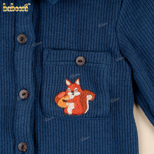 BC1424 – ชุดเด็กทารกปักลายกระรอกสีเขียวอมฟ้าเข้มแบบแฮนด์เมด - Product Image 4