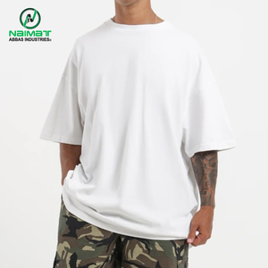 เสื้อยืดโอเวอร์ไซส์สีดำสำหรับผู้ชาย ลายตัวอักษร ผ้าฝ้าย 100% เนื้อหนา ดีไซน์ไหล่ตก - Product Image 6