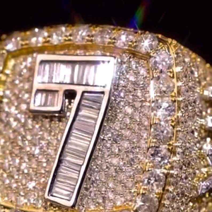 Luxury Rhodium Plated 925 Silver Radiant Cut Moissanite Number Seven Iced Out Hip Hop Statement <b>Ring</b> Unisex Jewelry Gift - Product Image 5