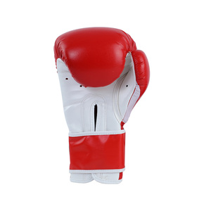 Best Selling Kick Boxing Gloves Red And White Color Fighting Gears Punching Bag PU Boxing Gloves With Velcro <b>Strap</b> Closure - Product Image 5