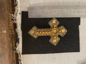 <b>Cross</b> Shape Beaded Embroidered Metal <b>Patch</b> Sew-On Badge Luxury Style for Garment Decoration - Product Image 2