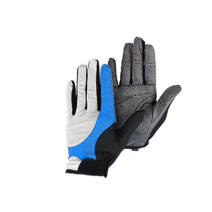 Gants de cyclisme unisexes à doigts entiers, respirants, en polyester, avec fermeture auto-agrippante, pour l'été, bleu, gris, noir - Product Image 1