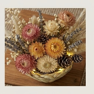 Woven Bamboo Flower Basket and <b>Pinecones</b> Decorative Arrangement From Tamil Nadu by KOTTRAVAI - Product Image 4