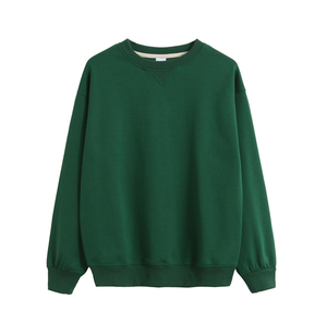 Sweat-shirt à col rond pour femme, couleur unie, 100% coton, tricoté, manches longues, décontracté, vêtements d'automne - Product Image 3