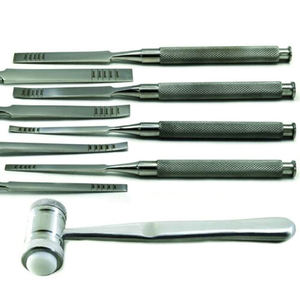Ensemble d'instruments dentaires manuels en acier inoxydable de haute qualité, marteaux à logo personnalisé, certifiés CE, avec poignée ergonomique - Product Image 1