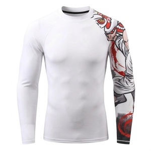 Custom <b>Men</b>’s Long Sleeve Compression Shirt Quick Dry Rash Guard for BJJ & MMA White Fitness <b>Base</b> <b>Layer</b> with Graphic - Product Image 1
