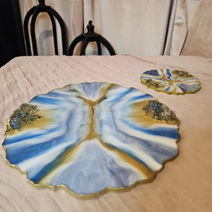 Nuevas Bandejas de Resina Epoxi con Diseños Personalizados, Bandeja de Resina Epoxi Hecha a Mano con Asa para Servir Alimentos y Frutas - Product Image 1