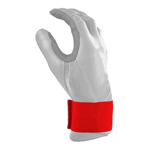 White <b>Red</b> Leather Batting <b>Gloves</b> Padded Pull On Closure Unisex Adult Training - Product Image 2
