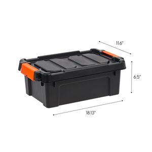Bacs de rangement en plastique avec couvercles à fermeture, 3 gallons, noirs, lot de 6 - Product Image 3