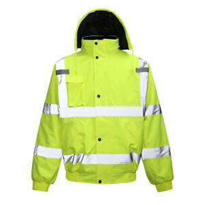 Hi Vis Winter Workwear Safety <b>Jacket</b> with Reflective Stripes-Custom Zipper Cotton Sweatshirt Style for Men LED Flash Waterproof - Product Image 1