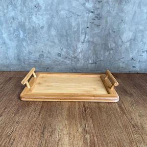 Hot Sales Decorative <b>Large</b> Wooden Serving Tray Handles Rectangular Bamboo Food Trays Rustic Wooden Serving Tray for Serving Tea - Product Image 3