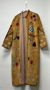 High-quality Traditional Suzani Floral Embroidery <b>Velvet</b> Regular Quilted Jacket Boho Autumn Winter Bomber <b>Coat</b> Breathable - Product Image 3