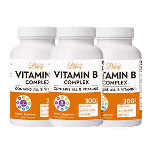 Suplemento de Vitaminas del Complejo B para Adultos de Marca Propia, Rico en Ácido Fólico, Niacina, Tiamina, Calcio, Cápsulas Vegetarianas para Recién Nacidos, 300 - Product Image 2