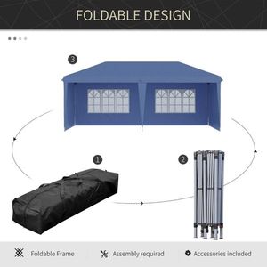 Tenda Pop-up Blu per Feste con 4 Pareti Laterali, Gazebo 10 X 20 per Matrimoni - Product Image 3