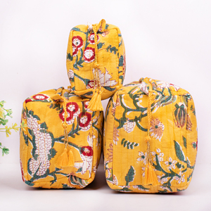 Trousse de Maquillage Portable Grande Capacité en Coton Écologique Résistant à l'Eau, Douce et Florale, Personnalisable en Usine, Haute Qualité - Product Image 1