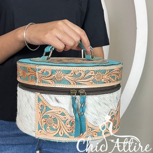Best Seller Genuine Cowhide Jewelry <b>Box</b> <b>Set</b> Floral Design <b>Tooled</b> Leather Makeup Organize Travel Vanity Case Gift Storage <b>Box</b> <b>Set</b> - Product Image 1