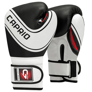 Gants de boxe d'entraînement MMA blancs et noirs 8oz 14oz avec fermeture à lacets et auto-agrippante en cuir PU, logo personnalisé, OEM, marque privée, unisexe - Product Image 5