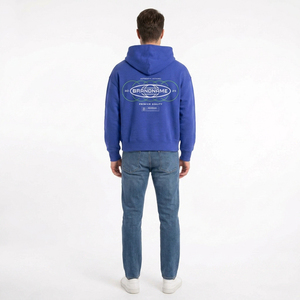 Sudadera con Capucha Oversize para Hombre, Azul, de Forro Polar, Diseño Estampado Casual, Sudadera Corta con Capucha para Hombre - Product Image 5