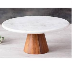 Top Trending Cake Stand With Marble Top Wooden Cake Stand Handcrafted Wooden Cake Holder Wedding Decorating Cake Holder - Product Image 1
