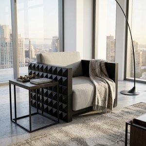 Sillón individual de madera premium, estilo minimalista moderno, de teca, con cojín cómodo, para decoración de sala de estar. - Product Image 2