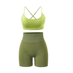 Ensemble de vêtements de sport pour femmes, soutien-gorge et short, de haute qualité, nouveau design, léger, respirant, imperméable, séchage rapide - Product Image 2