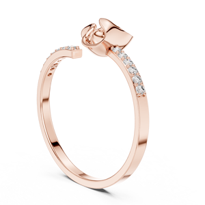 Anillo de oro macizo de 14k para mujer con diseño de flor y diamante de corte redondo minimalista, ideal para regalo, compromiso, aniversario o boda. - Product Image 6