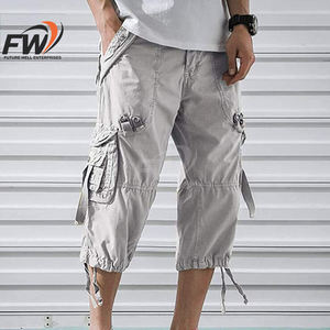 กางเกงขาสั้นคาร์โก้ผู้ชายคุณภาพสูง ป้องกันการยับ กระเป๋าข้างแบบเรียบ กางเกงขาสั้นเอวยางยืด ระบายอากาศได้ดี มีจำหน่ายแล้ว - Product Image 2