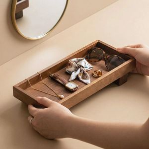 Wooden Tray: Walnut Wood Organizer Tray for Bathroom <b>Kitchen</b> Counter Coffee <b>Table</b> Display Japanese Wabi Sabi Decor - Product Image 1