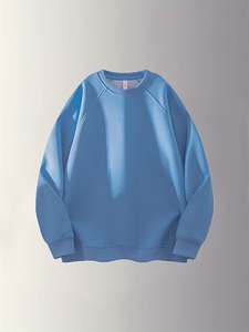 เสื้อสเวตเชิ้ตคอกลมสีน้ำเงินล้วนแบบถัก ปรับแต่งได้สำหรับผู้หญิง สไตล์ลำลอง ทันสมัย ใส่สบาย ระบายอากาศได้ดี - Product Image 1