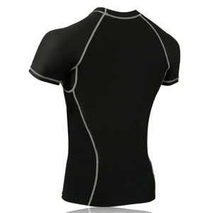 Maillot de bain à manches courtes pour homme, noir, à séchage rapide, en polyester, haut de sport pour adulte - Product Image 3